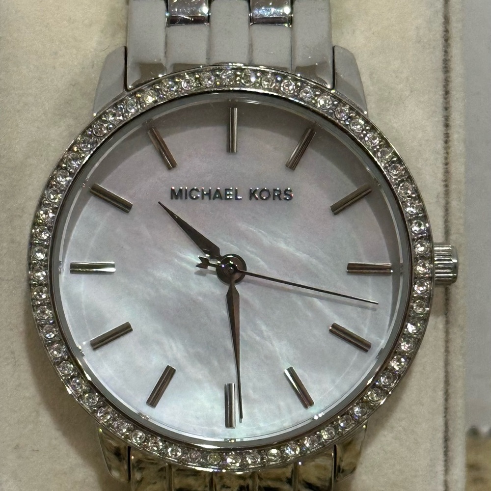 Michael Kors Silver and White Women's Watch
